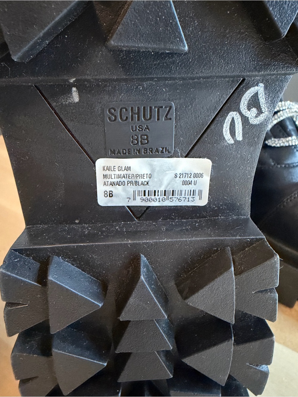 New. Schutz Kaile Glam Lace Up Lug Combat Moto Leather Boots in Black Size 8 - Picture 6 of 9